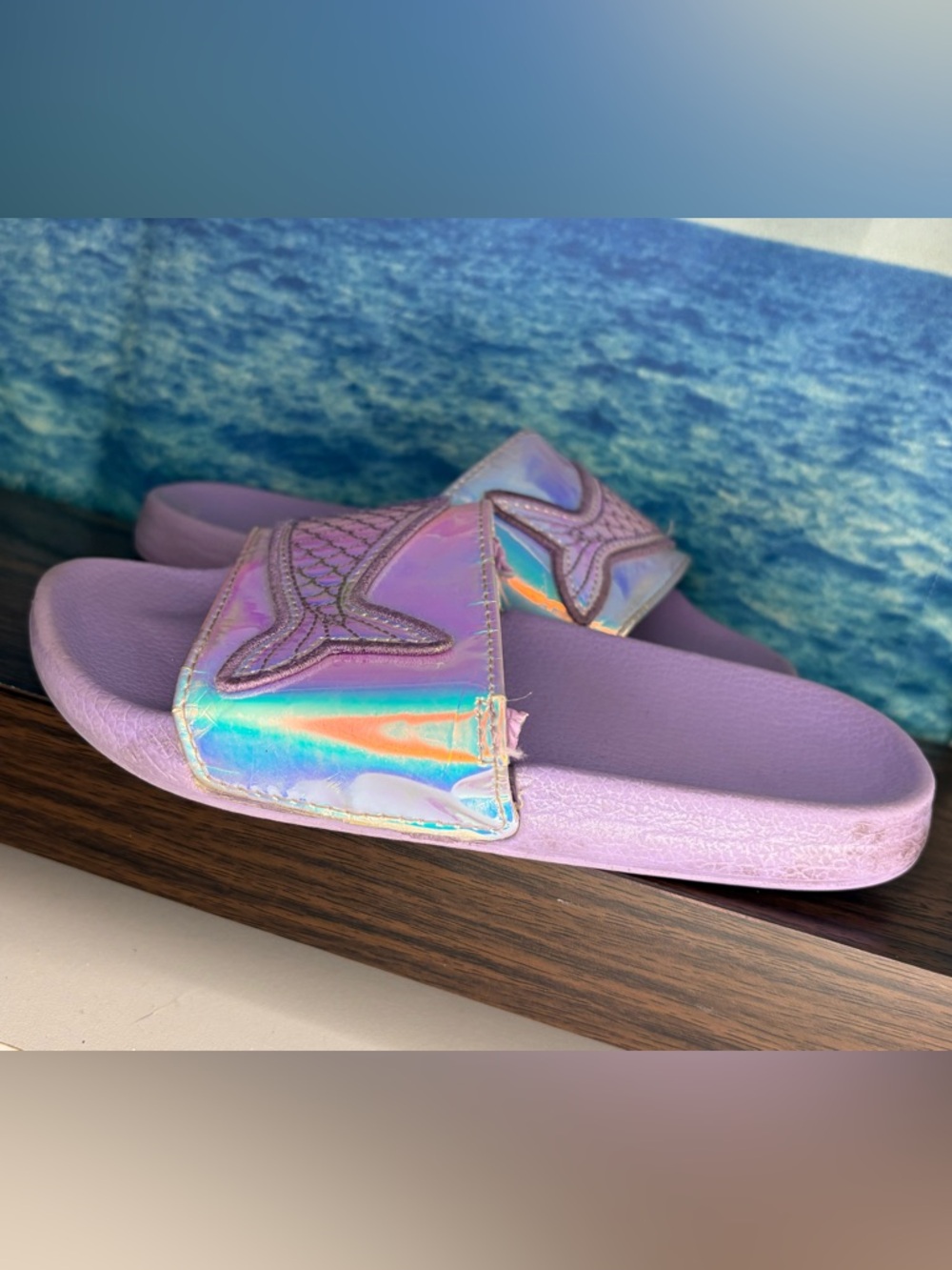 Girls Holographic Mermaid Slide Sandals - Lilac Purple - Picture 12 of 13
